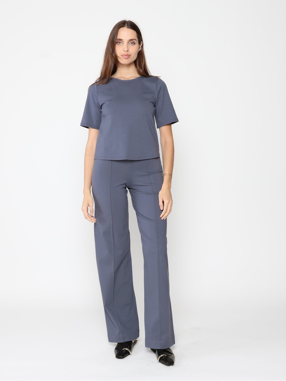 RIPLEY RADER ‘Ponte Knit Straight Leg Pants’ in Sea Blue